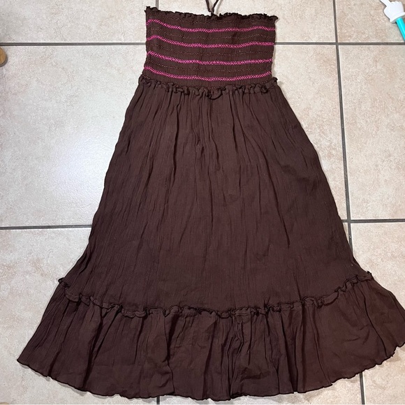 Vintage Dresses & Skirts - Vintage Y2K Halter Neck Cotton Summer Boho Flowy Western Rodeo Mini Dress‎ M